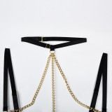 Three-piece Sexy Underwear Set with Chain and Polka Dots