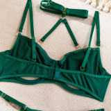 Erotic Underwear See-through Halter Neck Comfortable Garter Buckle Two-piece Set