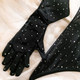 Sequined Underwire Push-up Gloves and Rope Three-piece Set