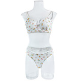 Pastoral Style Small Floral Steel Ring Two-piece Set