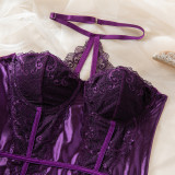 Hollow Lace Spliced ​​halterneck Versatile Suit