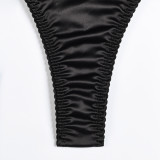 Mesh Spliced ​​back-breasted Halter Neck and Leg Ring Underwear