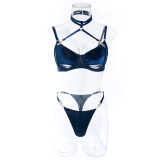 Erotic Underwear See-through Halter Neck Comfortable Garter Buckle Two-piece Set