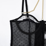 Three-piece Sexy Underwear Set with Chain and Polka Dots