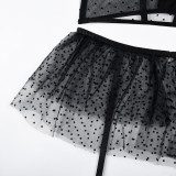 Three-piece Sexy Underwear Set with Chain and Polka Dots