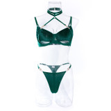 Erotic Underwear See-through Halter Neck Comfortable Garter Buckle Two-piece Set
