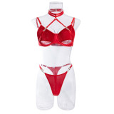 Erotic Underwear See-through Halter Neck Comfortable Garter Buckle Two-piece Set