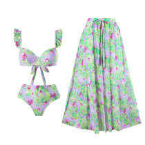 Chiffon One Piece Swimsuit Bikini Hot Girl Suit Long Skirt