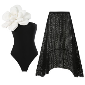 Big Flower Niche Swimsuit Suit Chiffon Long Skirt