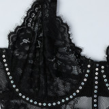 Eyelashes and Sequins Sexy Two-piece Set