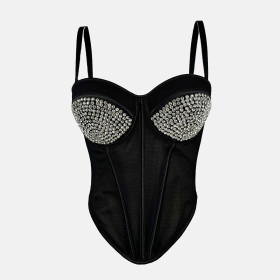 Rhinestone Camisole Fishbone Tube Top