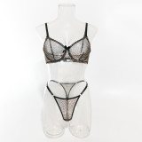 Printed Leopard Print Mesh Bra Set