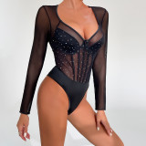 Sparkly Sequin Long-sleeved Jumpsuit