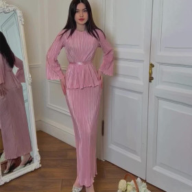 Pleated Draped Skirt Suit