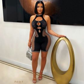 Sexy Hollow Underwear Mesh Backless Jumpsuit