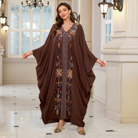 Beach cover-up rayon embroidered resort robe