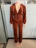Spliced ​​V-neck long-sleeved jumpsuit