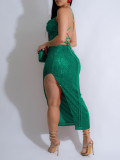 Slit Skirt Camisole Sequin Skirt Suit