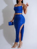 Slit Skirt Camisole Sequin Skirt Suit