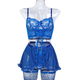 Four-piece Set of Lace and Ribbon Cross Suspenders