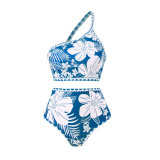 One Shoulder Mesh Skirt Swimsuit Set