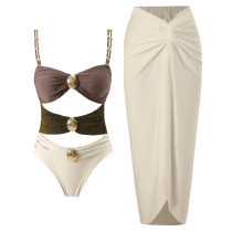Tight Slimming Chiffon Skirt Swimsuit Set