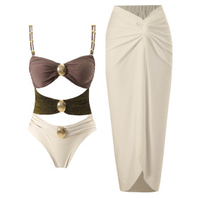 Tight Slimming Chiffon Skirt Swimsuit Set