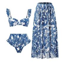 Split Mesh Skirt Swimsuit Set