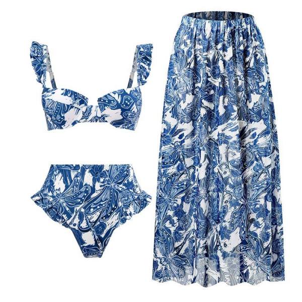Split Mesh Skirt Swimsuit Set