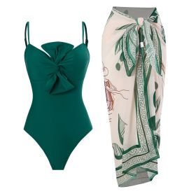 Solid Color Retro Belly-covering Slimming Swimsuit Set