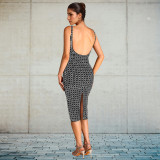 Backless Rhinestone Strap Armband Dress