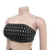 Two-piece Bandeau and Ruffled Hip-hugging Long Skirt Set