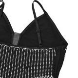 Strappy Arm-length Skirt with Rhinestones