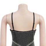 Strappy Arm-length Skirt with Rhinestones