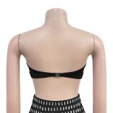 Two-piece Bandeau and Ruffled Hip-hugging Long Skirt Set