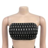 Two-piece Bandeau and Ruffled Hip-hugging Long Skirt Set