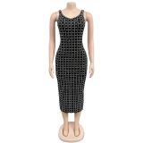 Backless Rhinestone Strap Armband Dress