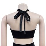 Solid Color Sexy Tube Top Trousers Two Piece Set