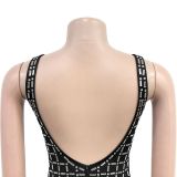 Backless Rhinestone Strap Armband Dress