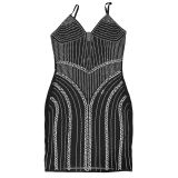 Strappy Arm-length Skirt with Rhinestones