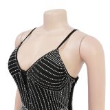 Strappy Arm-length Skirt with Rhinestones