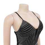 Strappy Arm-length Skirt with Rhinestones