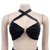 Solid Color Sexy Tube Top Trousers Two Piece Set