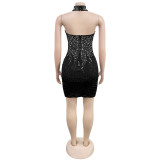 Hot Diamond Sleeveless Backless Sexy Arm-wrapped Dress