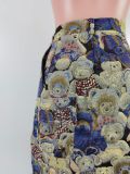 Cartoon Pattern Slit Jacquard Skirt
