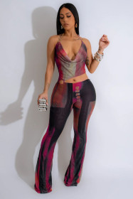 Sexy Mesh Print Jumpsuit