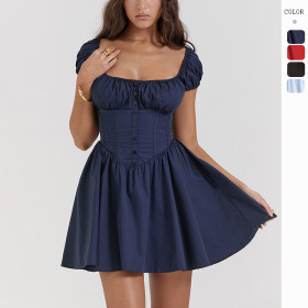 Puff Sleeve Square Neck Dress