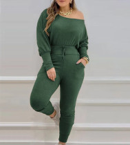 Off-shoulder Casual Top Suit with Strappy Leggings
