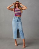 Slit Denim Long Skirt
