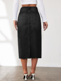 Slit Denim Long Skirt